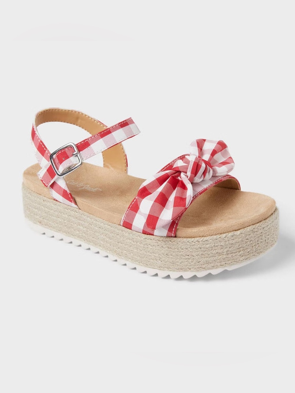 Cat & Jack Red and White Gingham Bow Platform Sandals